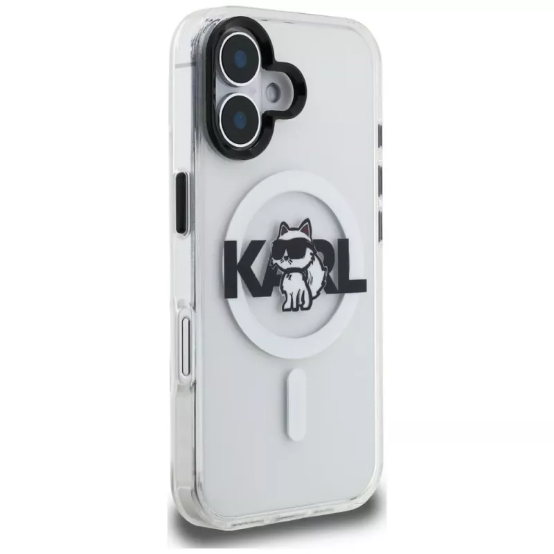 Karl Lagerfeld IML Choupette Sketch Logo MagSafe -suojakotelo iPhone 16, läpinäkyvä