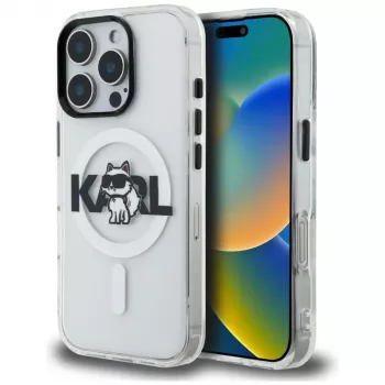 KARL LAGERFELD IML Choupette Sketch Logo MagSafe -suojakotelo iPhone 16 Pro Max, läpinäkyvä