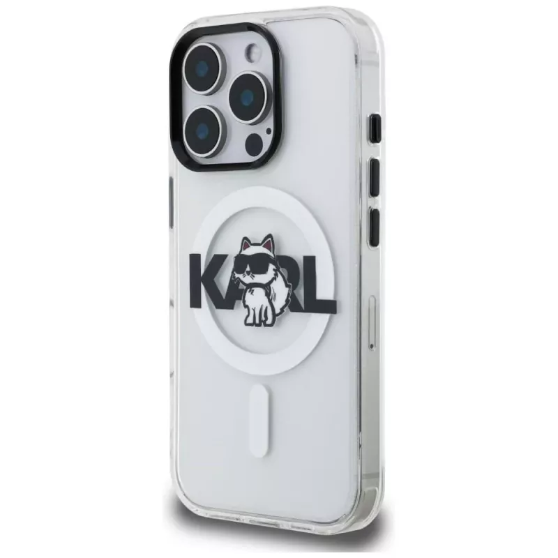 KARL LAGERFELD IML Choupette Sketch Logo MagSafe -suojakotelo iPhone 16 Pro Max, läpinäkyvä