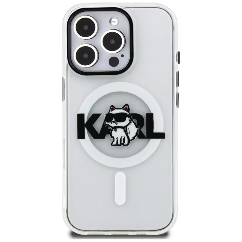 KARL LAGERFELD IML Choupette Sketch Logo MagSafe -suojakotelo iPhone 16 Pro Max, läpinäkyvä