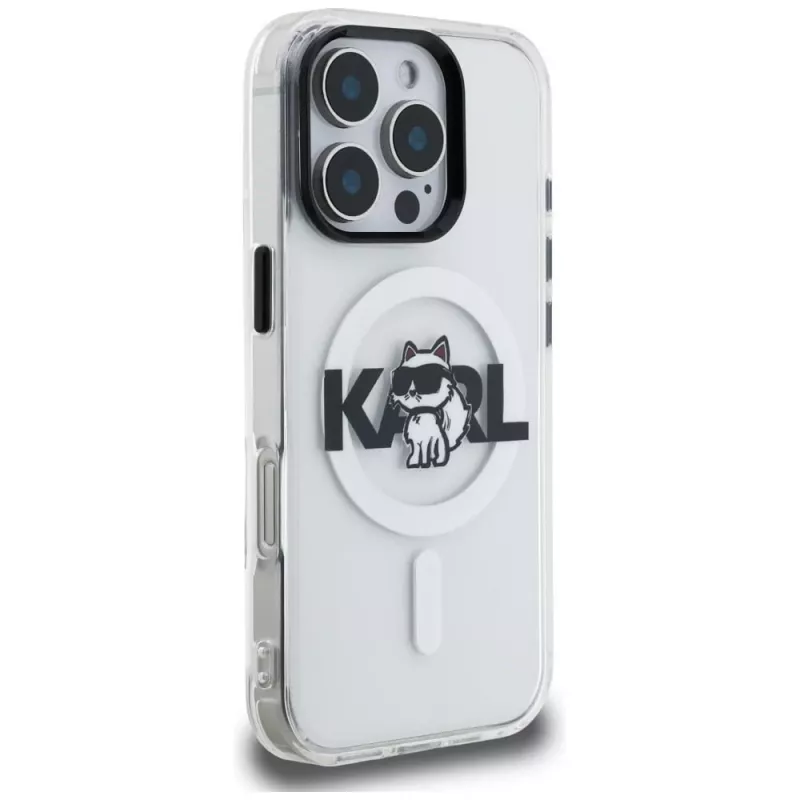 KARL LAGERFELD IML Choupette Sketch Logo MagSafe -suojakotelo iPhone 16 Pro Max, läpinäkyvä