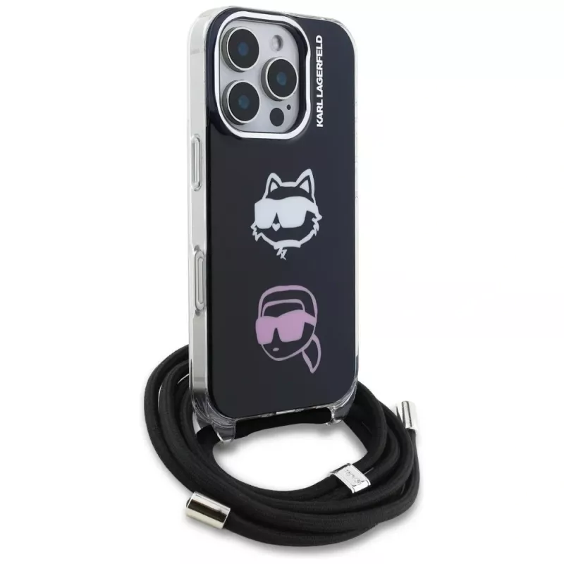 KARL LAGERFELD IML Crossbody -suojakotelo iPhone 16 Pro, musta