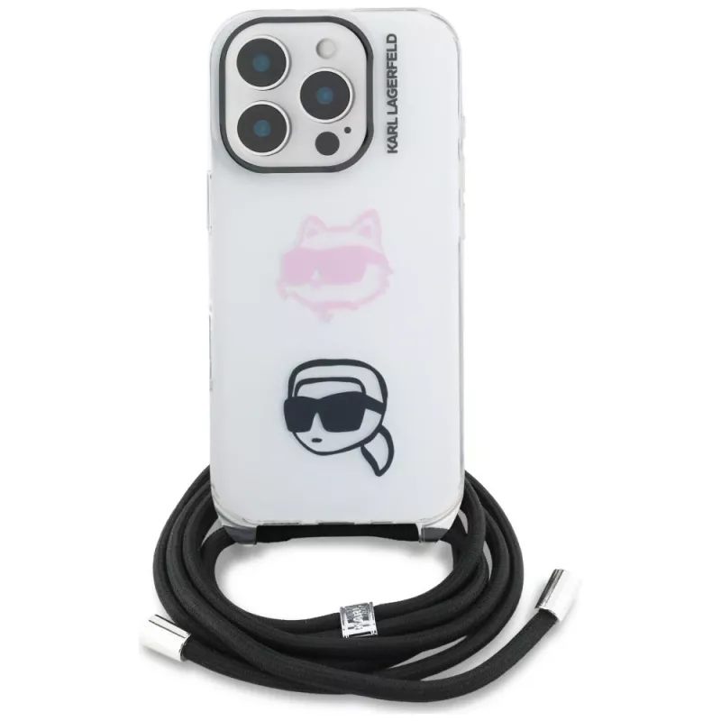 KARL LAGERFELD IML Crossbody -suojakotelo Apple iPhone 16 Pro, valkoinen