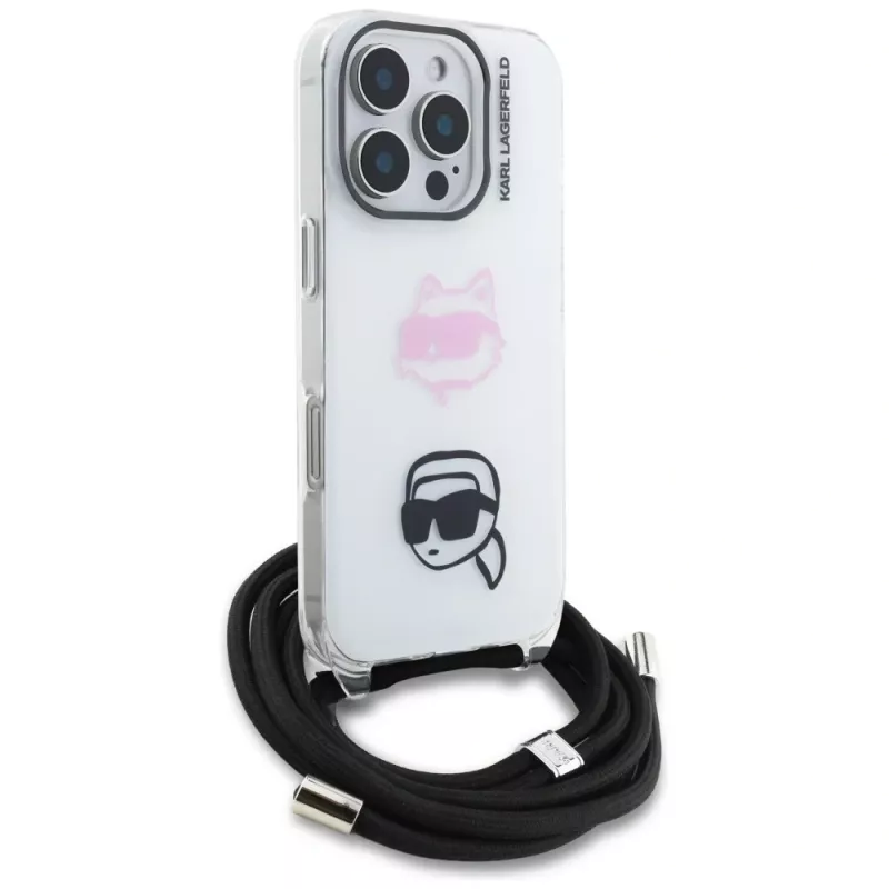 KARL LAGERFELD IML Crossbody -suojakotelo Apple iPhone 16 Pro, valkoinen
