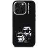 KARL LAGERFELD Silicone Karl & Choupette Sketch MagSafe -suojakotelo Apple iPhone 16 Pro Max, musta