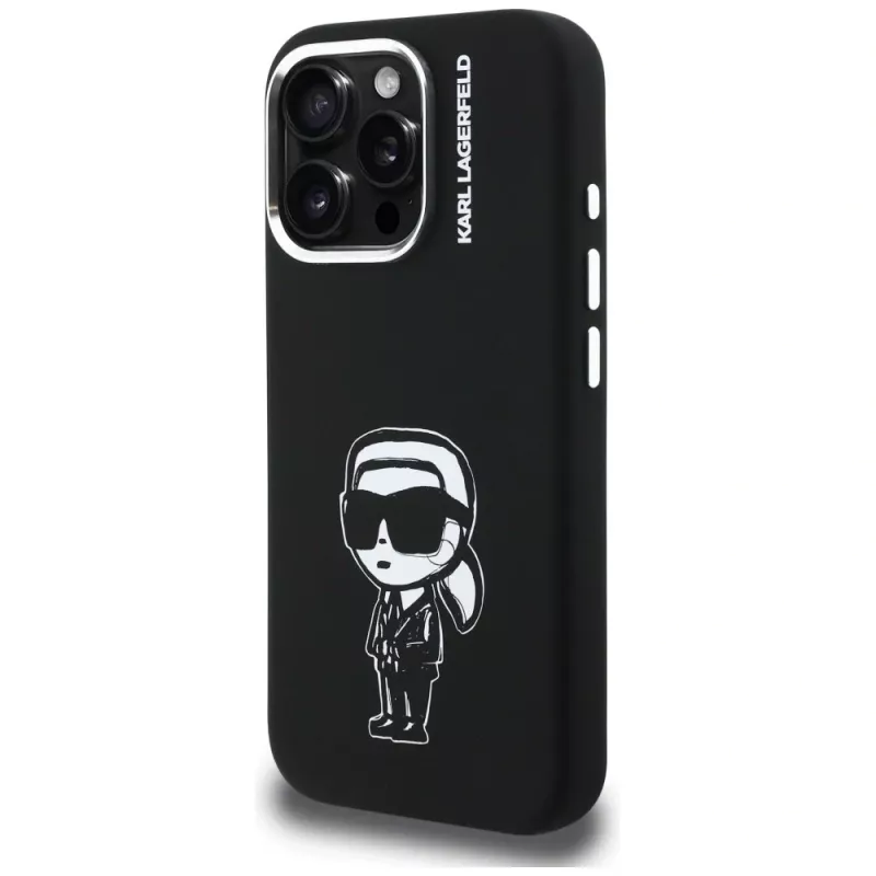 KARL LAGERFELD Silicone Karl Sketch MagSafe -suojakotelo Apple iPhone 16 Pro, musta