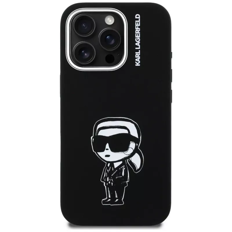 KARL LAGERFELD Silicone Karl Sketch MagSafe -suojakotelo Apple iPhone 16 Pro, musta