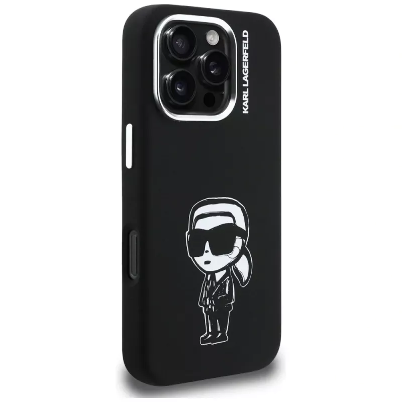 KARL LAGERFELD Silicone Karl Sketch MagSafe -suojakotelo Apple iPhone 16 Pro, musta