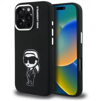 KARL LAGERFELD Silicone Karl Sketch MagSafe -suojakotelo Apple iPhone 16 Pro Max, musta