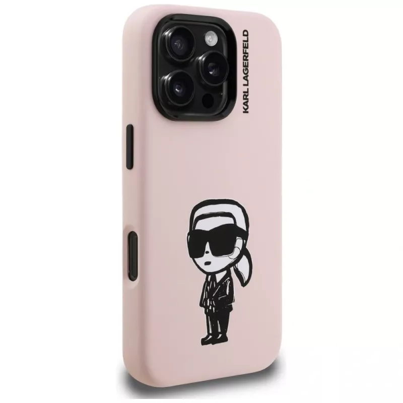 KARL LAGERFELD Silikoni Karl Sketch MagSafe -suojakotelo iPhone 16 Pro, pinkki