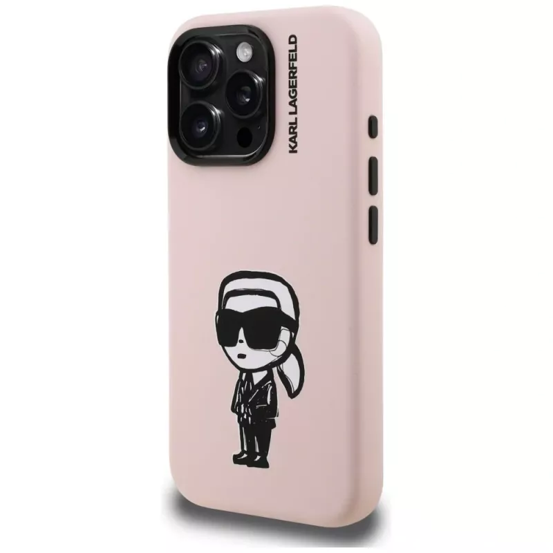 KARL LAGERFELD Silicone Karl Sketch MagSafe -suojakotelo iPhone 16 Pro Max, pinkki