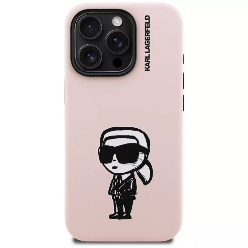 KARL LAGERFELD Silicone Karl Sketch MagSafe -suojakotelo iPhone 16 Pro Max, pinkki