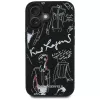 KARL LAGERFELD Grained Pattern & Logo MagSafe -suojakotelo iPhone 16, musta