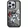 KARL LAGERFELD Liquid Glitter Choupette Logo -suojakotelo iPhone 16 Pro, musta
