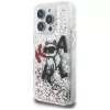 KARL LAGERFELD Liquid Glitter Choupette Logo -suojakotelo iPhone 16 Pro, läpinäkyvä