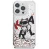 KARL LAGERFELD Liquid Glitter Choupette Logo -suojakotelo iPhone 16 Pro, läpinäkyvä