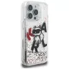KARL LAGERFELD Liquid Glitter Choupette Logo -suojakotelo iPhone 16 Pro, läpinäkyvä