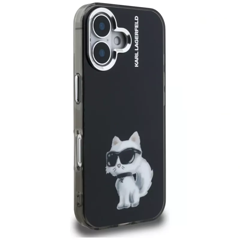 Karl Lagerfeld IML Aquarelle Choupette & Logo -suojakotelo iPhone 16, musta