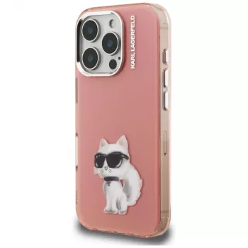Karl Lagerfeld IML Aquarelle Choupette & Logo -suojakotelo Apple iPhone 16 Pro, pinkki