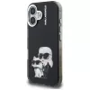 KARL LAGERFELD IML Aquarelle Karl & Choupette & Logo -takakansi Apple iPhone 16, musta