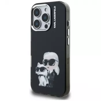 Karl Lagerfeld IML Aquarelle Karl & Choupette & Logo -suojakotelo Apple iPhone 16 Pro Max, musta