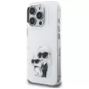 Karl Lagerfeld IML Aquarelle Karl & Choupette & Logo -suojakotelo iPhone 16 Pro Max, valkoinen