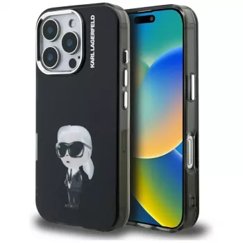 Karl Lagerfeld IML Aquarelle Karl & Logo -suojakotelo Apple iPhone 16 Pro, musta