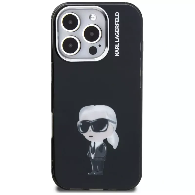 Karl Lagerfeld IML Aquarelle Karl & Logo -suojakotelo iPhone 16 Pro Max, musta