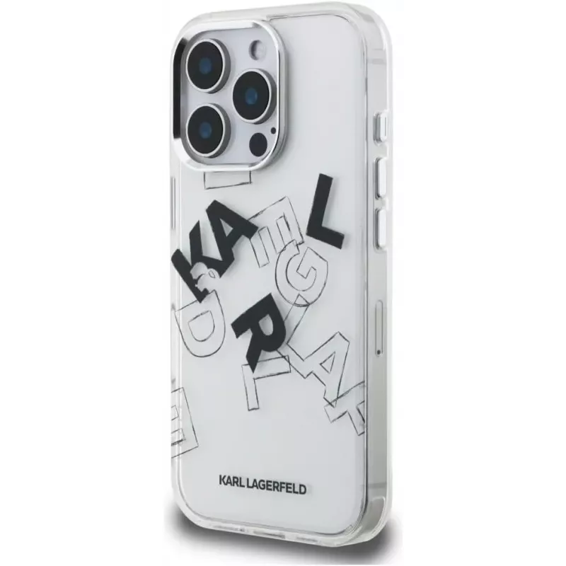 Karl Lagerfeld IML Sketched Graphic -suojakotelo iPhone 16 Pro, läpinäkyvä