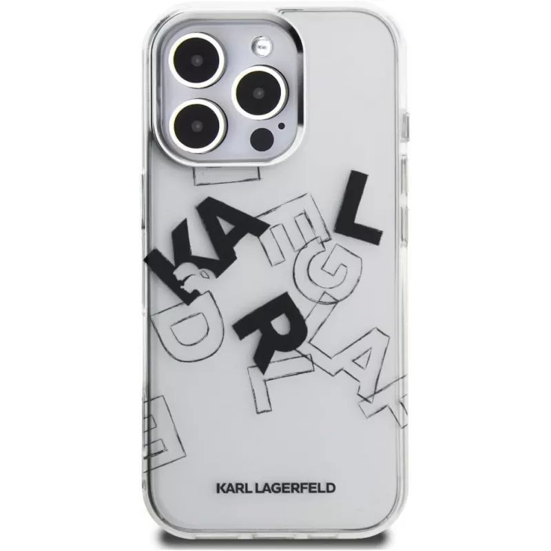 Karl Lagerfeld IML Sketched Graphic -suojakotelo iPhone 16 Pro, läpinäkyvä