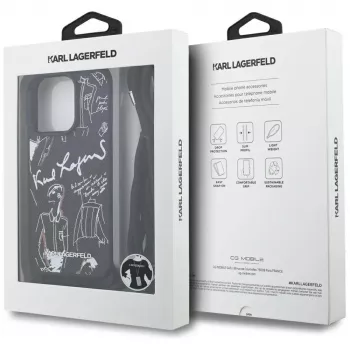 Karl Lagerfeld Crossbody GrainedPattern & Logo -puhelinkotelo Apple iPhone 16 Pro Max, musta
