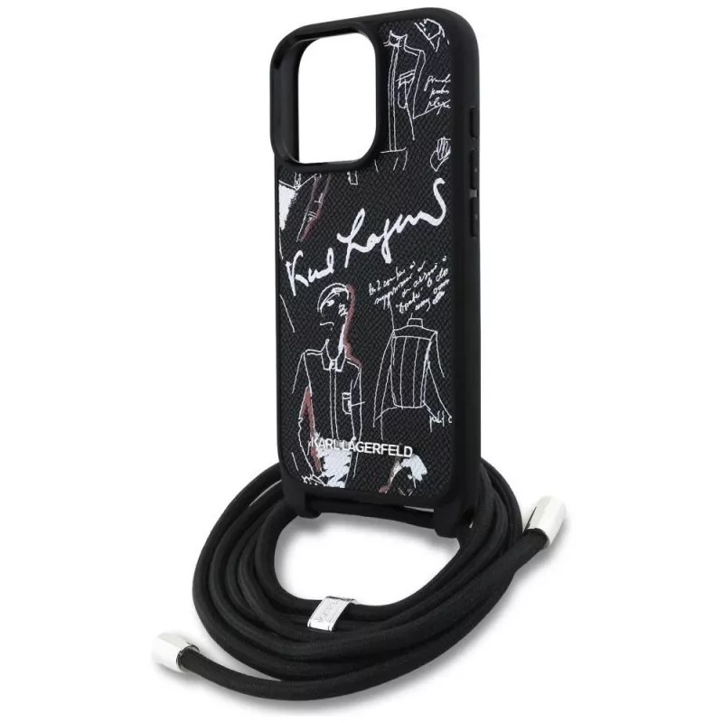 Karl Lagerfeld Crossbody GrainedPattern & Logo -puhelinkotelo Apple iPhone 16 Pro Max, musta