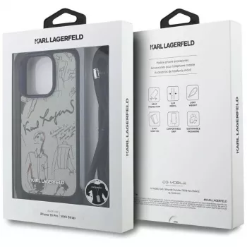 Karl Lagerfeld Crossbody GrainedPattern & Logo -kotelo iPhone 16 Pro, harmaa