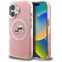 KARL LAGERFELD IML Glitter Karl & Choupette Heads Logo MagSafe -kotelo Apple iPhone 16 - pinkki