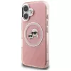KARL LAGERFELD IML Glitter Karl & Choupette Heads Logo MagSafe -kotelo Apple iPhone 16 - pinkki