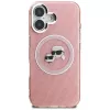KARL LAGERFELD IML Glitter Karl & Choupette Heads Logo MagSafe -kotelo Apple iPhone 16 - pinkki