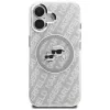 KARL LAGERFELD IML Glitter Karl & Choupette Heads Logo MagSafe -kotelo iPhone 16, harmaa