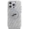 KARL LAGERFELD IML Glitter Karl & Choupette Heads Logo MagSafe -kotelo iPhone 16 Pro harmaa