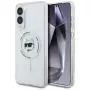 Karl Lagerfeld Button Choupette Head Printed Logo MagSafe -kotelo Samsung Galaxy S25 Edge valkoinen