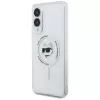 Karl Lagerfeld Button Choupette Head Printed Logo MagSafe -kotelo Samsung Galaxy S25 Edge valkoinen