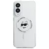 Karl Lagerfeld Button Choupette Head Printed Logo MagSafe -kotelo Samsung Galaxy S25 Edge valkoinen