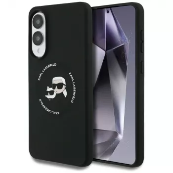 KARL LAGERFELD Silicone Double Heads and Circle MagSafe Case Samsung Galaxy S25 Edge, musta