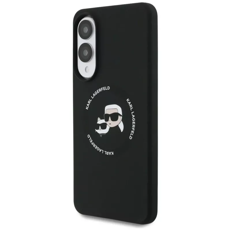 KARL LAGERFELD Silicone Double Heads and Circle MagSafe Case Samsung Galaxy S25 Edge, musta