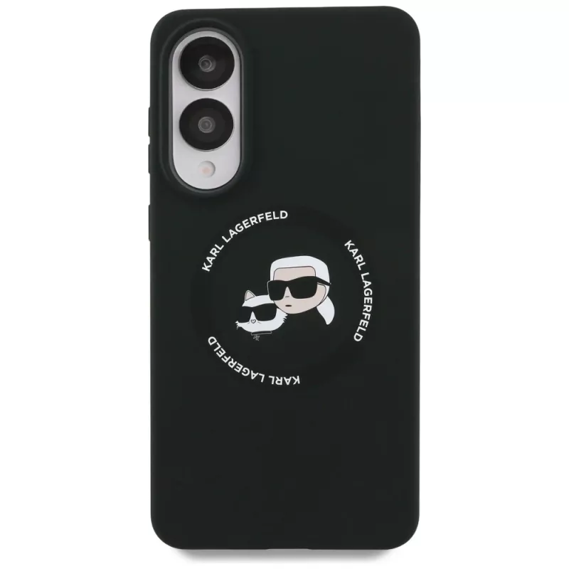 KARL LAGERFELD Silicone Double Heads and Circle MagSafe Case Samsung Galaxy S25 Edge, musta