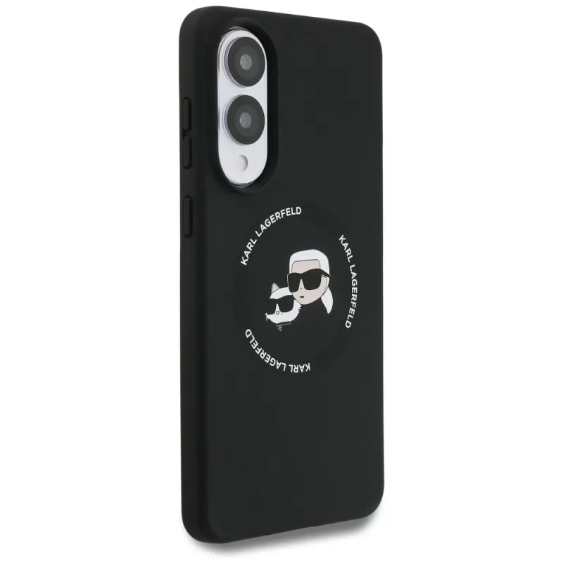 KARL LAGERFELD Silicone Double Heads and Circle MagSafe Case Samsung Galaxy S25 Edge, musta