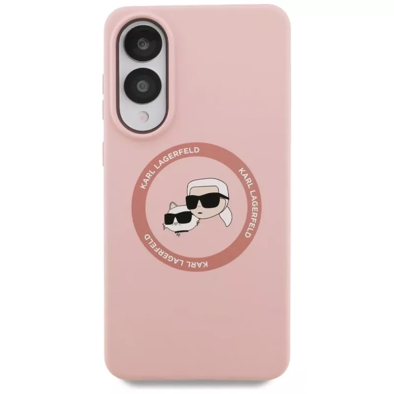 Karl Lagerfeld Silicone DoubleHeads And Circle MagSafe -kotelo Samsung Galaxy S25 Edge pinkki