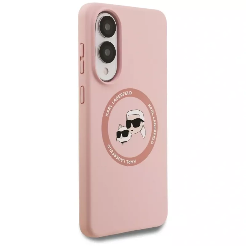 Karl Lagerfeld Silicone DoubleHeads And Circle MagSafe -kotelo Samsung Galaxy S25 Edge pinkki