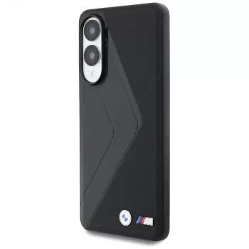 BMW Leder Oversized Stripes MagSafe -kotelo Samsung Galaxy S25 Edge musta