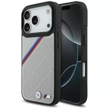 BMW M Tricolor Metal Logo MagSafe -kotelo iPhone 17 Pro harmaa