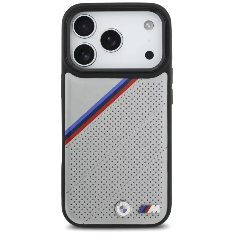 BMW M Tricolor Metal Logo MagSafe -kotelo iPhone 17 Pro harmaa